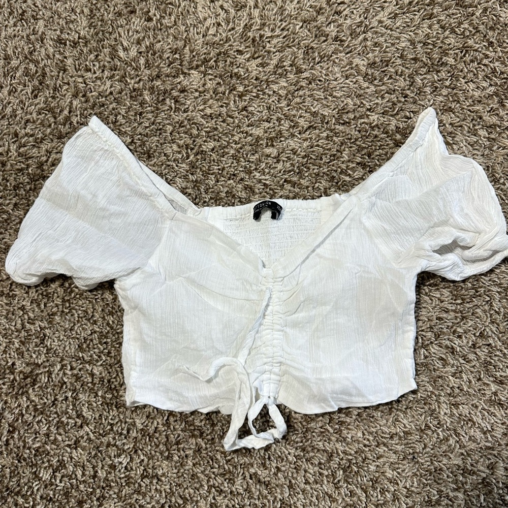 Cotton On White Off-Shoulder Crop Top